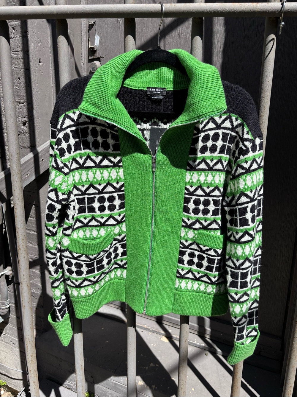 Kate Spade Fair Isle Zip Up Sweater size XS